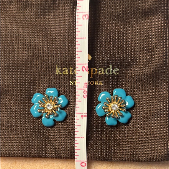 Kate Spade Blue Floral Earrings with Gold Detail - Picture 3 of 3